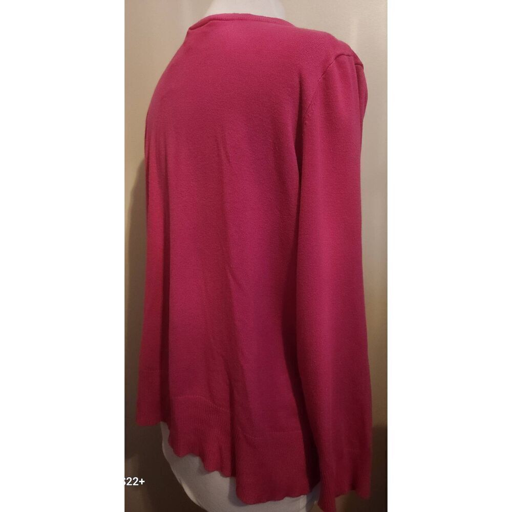 C13 Fashion Bug hot pink button-down crew neck long sleeved sweater - Picture 7 of 10